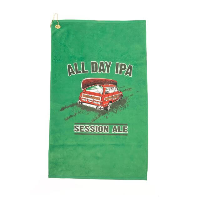 All Day IPA green gold towel