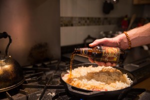 Pouring Dirty Bastard into a pan