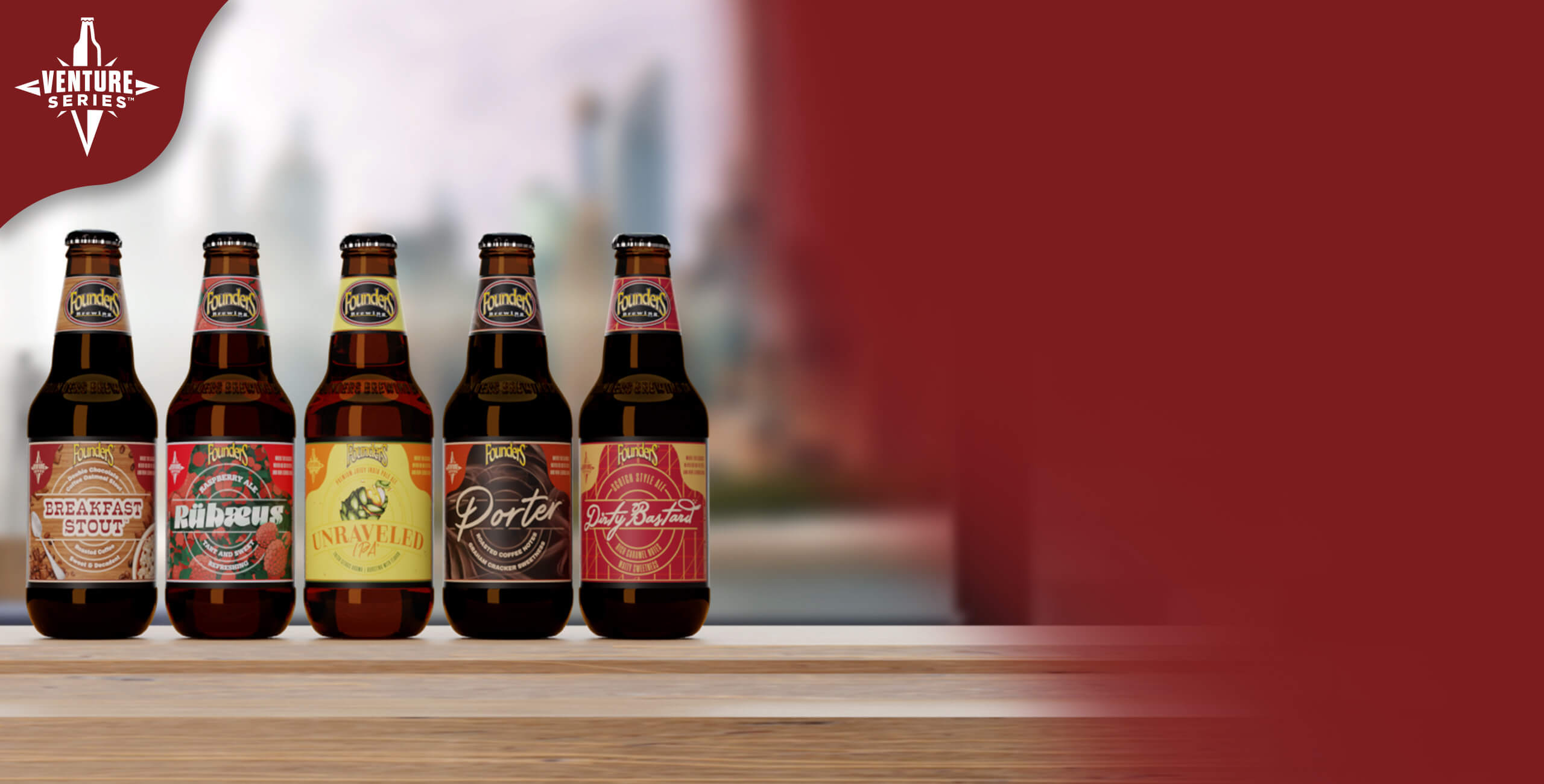 Venture Series beers in bottles lineup and logo mark