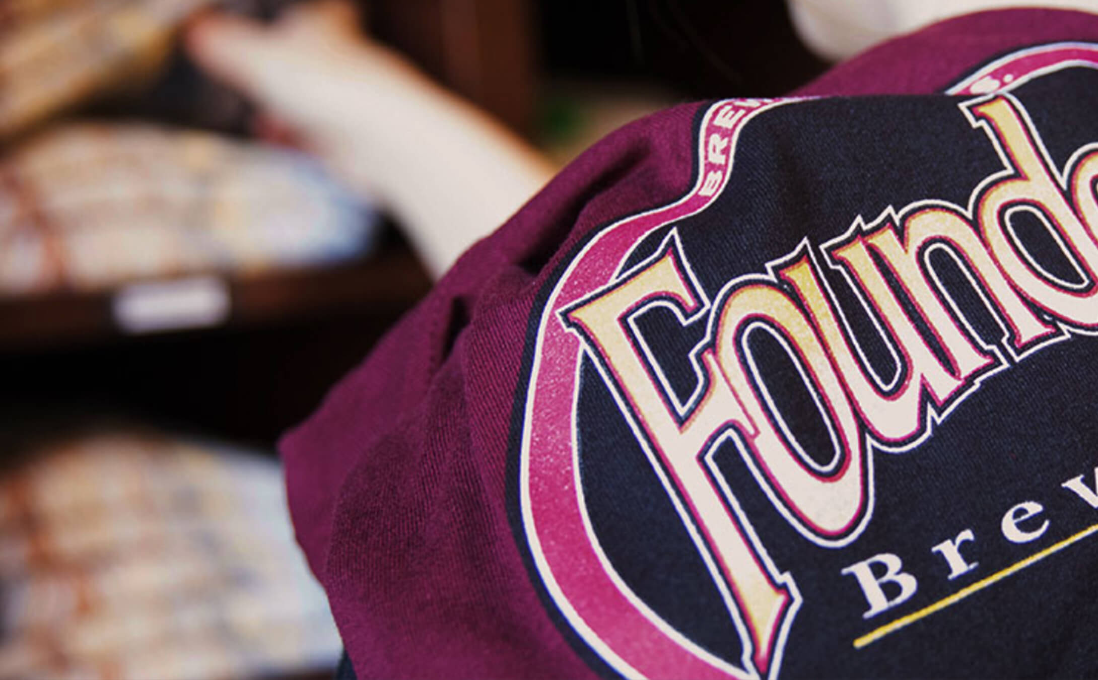 Close up of Founders logo on a clothing item