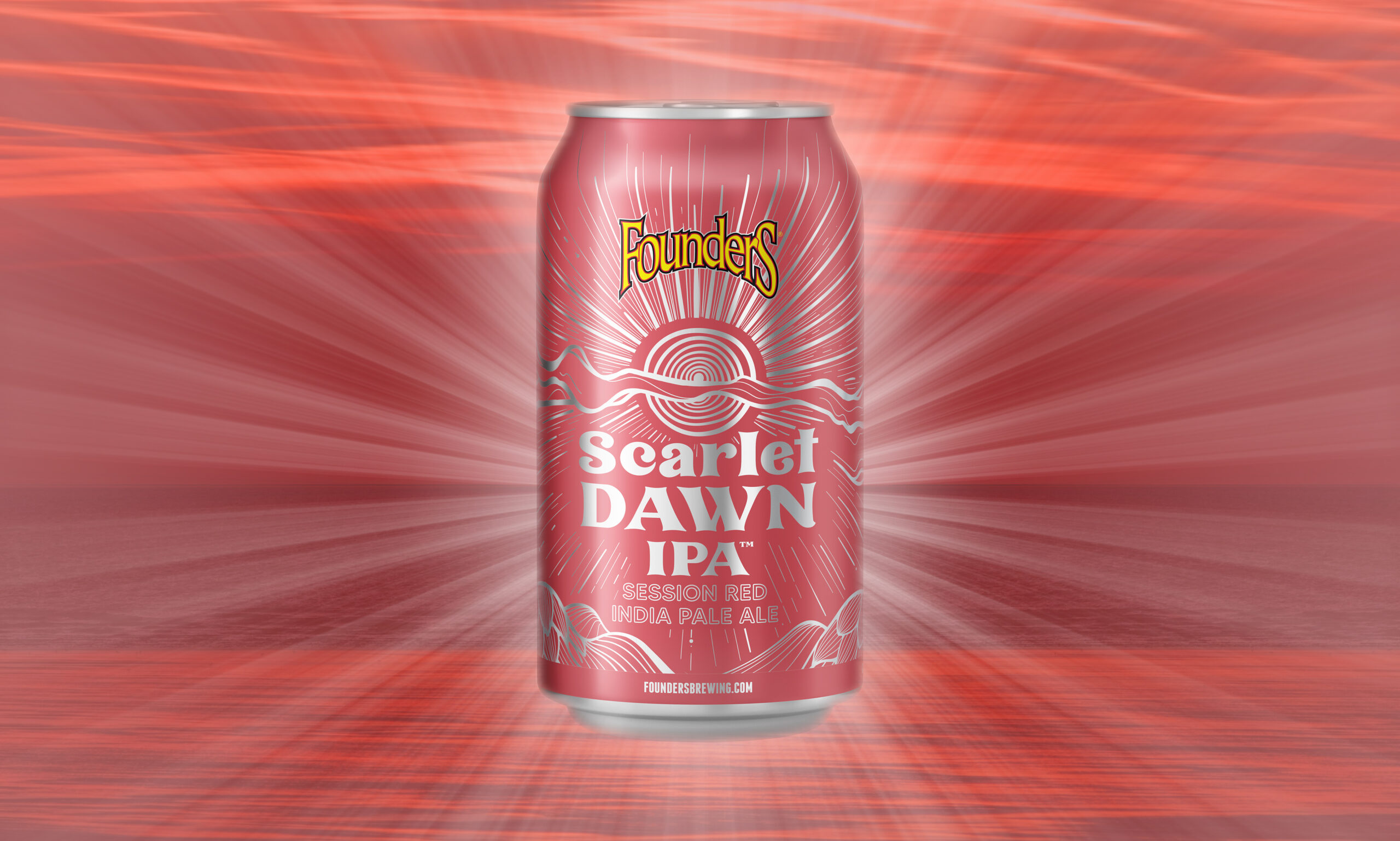 Scarlet Dawn Can with Sunburst behind it