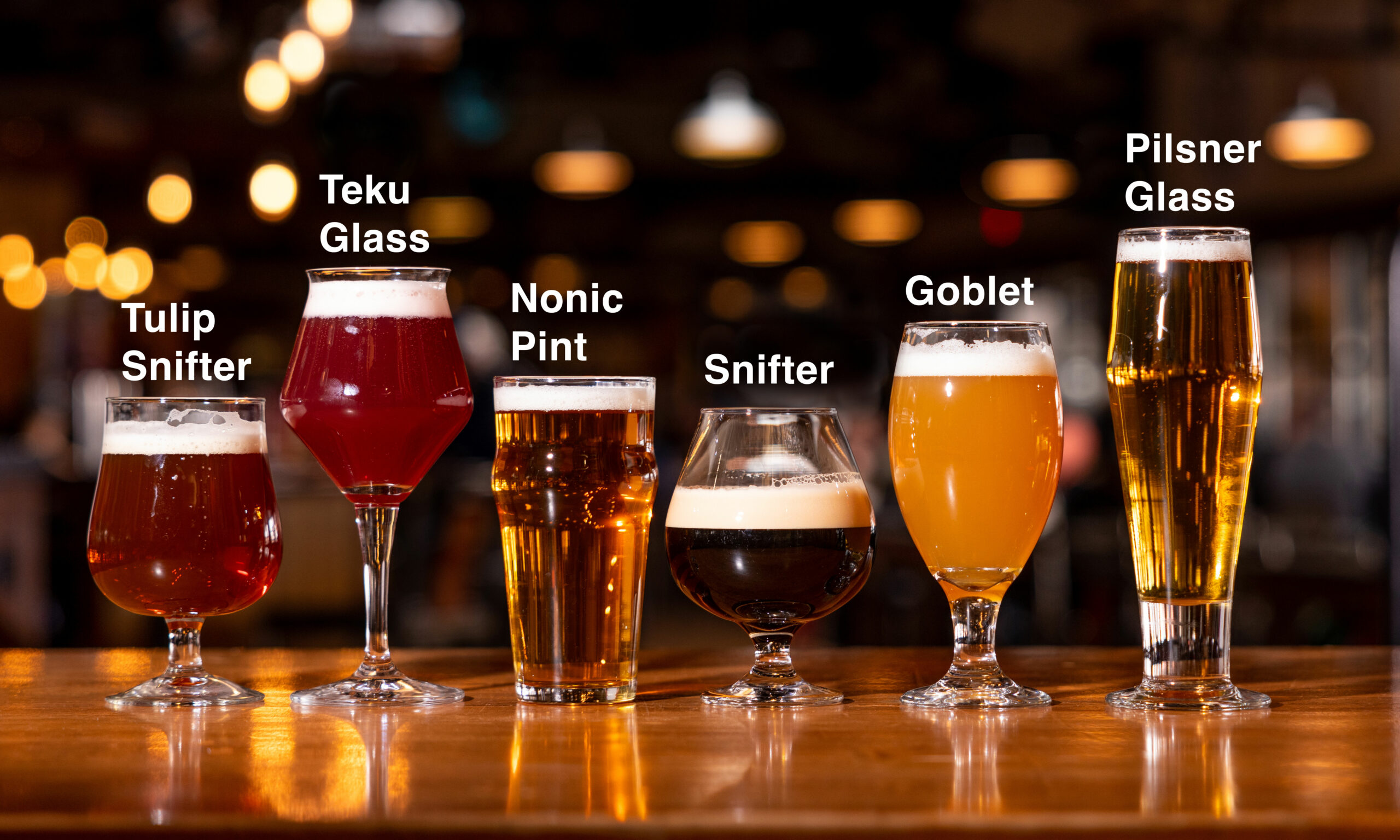 Different types of glassware to have beer in