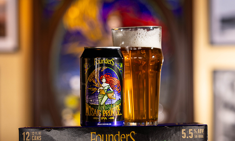 Mosaic Promise 12oz draft and can